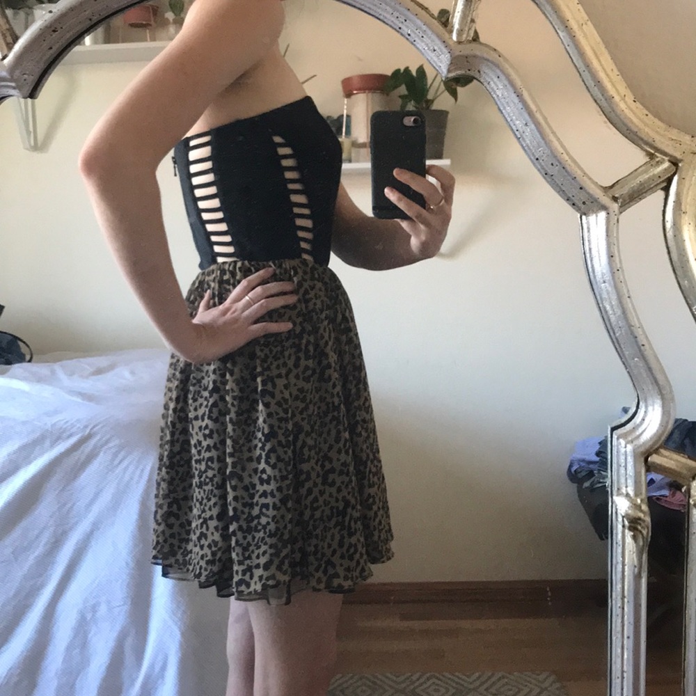 Animal Print Black Evening Dress